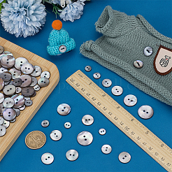 120 Stück 6 Stile 2-Loch natürliche Muschelknöpfe&nbsp;BUTT-FG0001-47