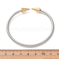 Zweifarbige Armreifen aus Edelstahl 304 mit doppeltem Kegelverschluss und offener Manschette für Damen&nbsp;SA-CBA2192-03GP