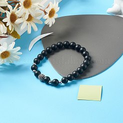 Set di bracciali elastici in pietra nera sintetica ed ematite sintetica a energia energetica per uomo donna&nbsp;BJEW-JB06793