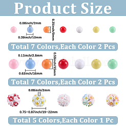 5 pz. 5 colori perline rotonde luminose in argilla polimerica con strass a forma di fiore e 28 pz. 14 stili di perline acriliche opache.&nbsp;DIY-PA0001-98