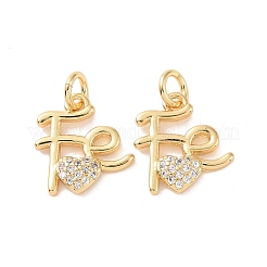 Placage de crémaillère en laiton micro pavé breloques en zircone cubique claire&nbsp;X-ZIRC-C042-03G