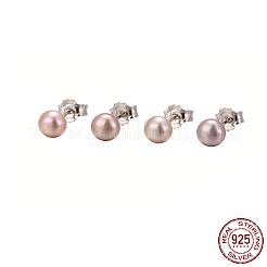 San Valentín presenta para ella 925 aretes de bola de plata esterlina&nbsp;EJEW-D029-4.5mm-1