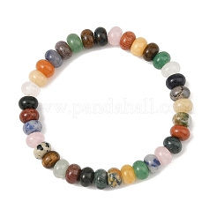 Bracelets extensibles en perles heishi rondelles de pierres fines naturelles mélangées de 8 mm&nbsp;BJEW-JB14425