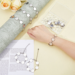 8 шт. браслеты из нержавеющей стали 304 с круглыми кабошонами&nbsp;BJEW-AB00019