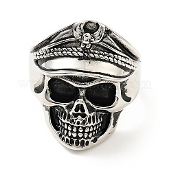 Anillo de dedo con calavera de acero inoxidable 316&nbsp;RJEW-C030-07F-AS