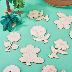 20 stücke 4 arten blume unfinished holz display dekorationen für diy malerei dekoration handwerk&nbsp;DJEW-TA0001-38