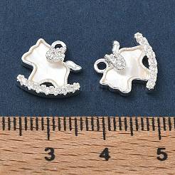 Ciondoli in ottone con micro pavé di zirconi cubici trasparenti e conchiglie naturali&nbsp;CU-CBA3F77-02S