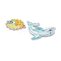 28 шт. полиэстеровые нашивки с изображением морских животных&nbsp;PATC-A001-01