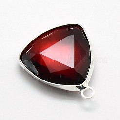 Pendentifs triangle en verre en laiton plaqué couleur argent&nbsp;GLAA-J012-S