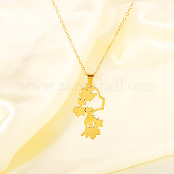 Collares con colgante humano de hoja de arce 3D de acero inoxidable 304 para mujer&nbsp;WG5264D-01