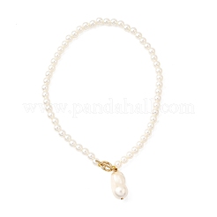 Овальный пластиковый искусственный жемчуг кулон круглый бисер или ожерелья для женщин&nbsp;NJEW-JN05347