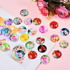 Fleurs imprimés cabochons de verre&nbsp;sgGGLA-SZ0001-14