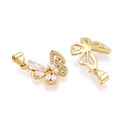 Pendenti in zirconi cubici trasparenti in micro pavè di ottone&nbsp;KK-T080-44G