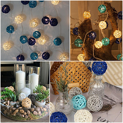 16 pz 4 palline di vimini in rattan colorate&nbsp;AJEW-SC0004-26B
