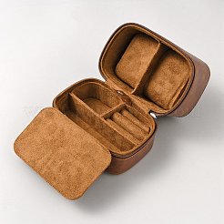 Коробки для хранения часов из воловьей кожи на молнии с бархатной внутренней частью&nbsp;CON-WH0094-44A