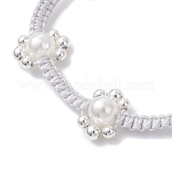 Браслеты из плетеных бусин для женщин из АБС-пластика с имитацией жемчуга и гальванизированного немагнитного синтетического гематита&nbsp;BJEW-JB12916