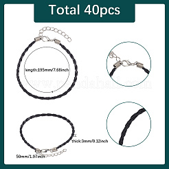 40 Stück trendiges geflochtenes Kunstlederarmband zum Basteln&nbsp;BJEW-SP0001-03