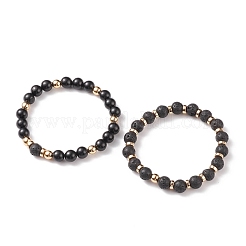 Ensemble de bracelets extensibles en pierre de lave naturelle et bois et hématite synthétique 2 pièces 2 styles&nbsp;BJEW-JB08417