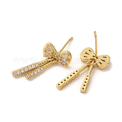 Серьги-гвоздики из латуни с бантом и стойкой&nbsp;EJEW-H004-05G