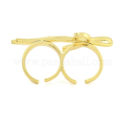 Кольца-манжеты с бантом из латуни с микропаве из прозрачных кубических цирконий&nbsp;RJEW-B069-04G