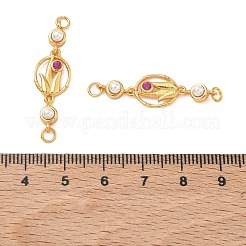 Ciondoli con connettori a forma di fiore in ottone con zirconi cubici&nbsp;KK-D113-04G-02