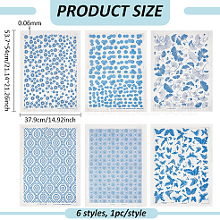 6 pz 6 stili di decalcomanie in carta ceramica&nbsp;DIY-BC0015-30B