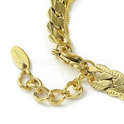 Браслет с прямоугольными звеньями из натуральной ракушки и циркония&nbsp;BJEW-Q775-04G