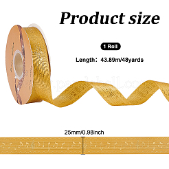 Ruban de satin polyester estampage à chaud simple face&nbsp;SRIB-WH0001-02C