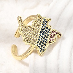 Anillos abiertos de latón con micro pavé de circonita cúbica&nbsp;CU-CBA04DC-01G