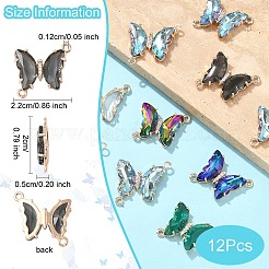 12 шт. латунные подвески-соединители с граненым стеклом&nbsp;FIND-YW0007-50