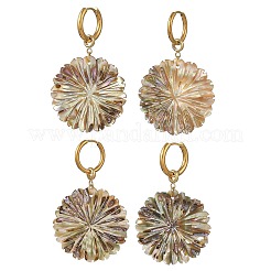 Boucles d'oreilles créoles pendantes en nacre d'ormeau naturelle et acier inoxydable 202 pour femmes&nbsp;EJEW-JE07439-02