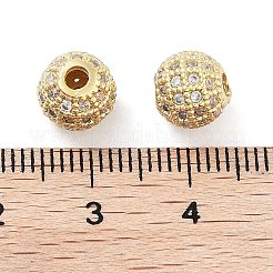 Micro ottone rotondi spianare perline cubic zirconia&nbsp;ZIRC-N016-01G-8mm