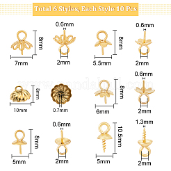 60 pièce 6 styles 304 en acier inoxydable tasse perle cheville bélières broches pendentifs&nbsp;STAS-UN0046-21G