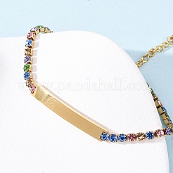 Bracciali a catena con strass in acciaio inossidabile 304&nbsp;BJEW-G753-02G-01