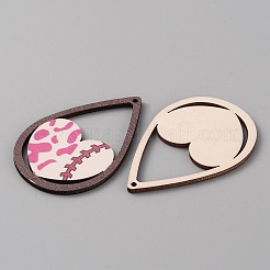 Большие подвески из дерева с принтом на тему спортивного мяча&nbsp;WOOD-WH0036-10A