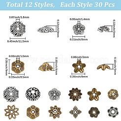 360шт 12 стиля колпачки из сплава в тибетском стиле&nbsp;TIBE-SC0002-38