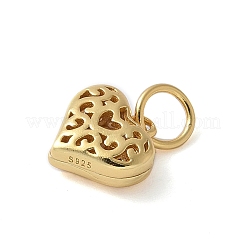 925 ciondolo a forma di cuore con fiore cavo 3D in argento sterling&nbsp;STER-M099-02G