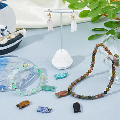 8 stücke 8 arten synthetische türkis & natürliche quarz kristall & tiger eye & aventurin & rose quarz & unakite & obsidian & blau spot jasper anhänger&nbsp;PALLOY-FH00193