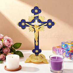 Statue de croix crucifix en alliage émaillé à caractère religieux&nbsp;DJEW-WH0043-105E