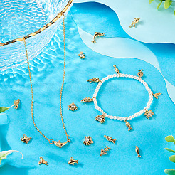 12 шт. 12 стиля подвески из латуни с микропаве из кубического циркония на тему океана&nbsp;KK-TA0003-33