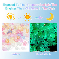 100 шт. 4 вида светящихся прозрачных акриловых бусин&nbsp;OACR-TA0003-90