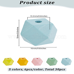 30шт 5 цвета деревянные бусины&nbsp;WOOD-LP0001-22