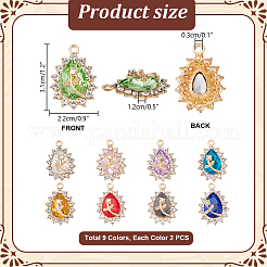 18шт 9 цвета стеклянные подвески&nbsp;FIND-PH0022-22