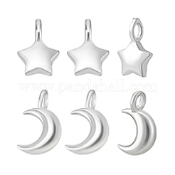 6 pz 2 stili 925 ciondoli a forma di luna e stella in argento sterling&nbsp;STER-PH0004-48