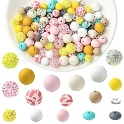 65 pz 9 stili rotondi e rondelle in resina strass e silicone e ottone cristallo strass kit di perline distanziatrici reperti&nbsp;DIY-YW0017-97B
