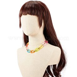Collier de chaîne de câble en acrylique bicolore pour adolescente femme&nbsp;NJEW-JN03758