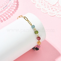 Braccialetti a maglie con perline cubiche in pietre preziose naturali&nbsp;BJEW-JB13903