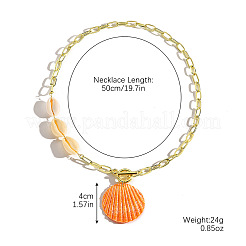 Sommerstrand Naturmuschel Anhänger Glasperlen Halsketten für Frauen&nbsp;FS-WGEF253-06