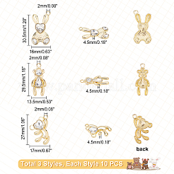30 шт. 3 подвески из сплава с покрытием в виде кролика и медведя&nbsp;FIND-PH0004-08