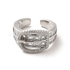 Открытое кольцо-манжета в форме пряжки из прозрачного циркония&nbsp;RJEW-C041-05P